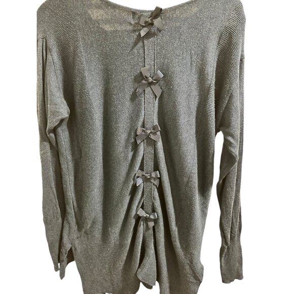 🍒 2/$20 🍒 Dark Turquoise Long Sleeve Sweater with Bow Design Down Back sz - Picture 5 of 10